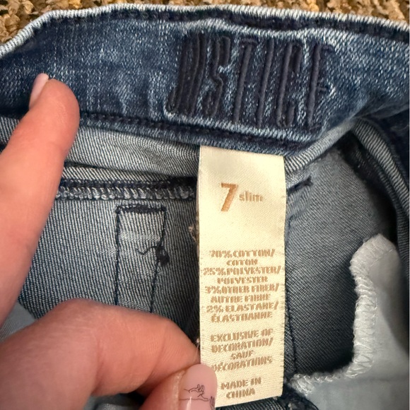 3/$25 🌼 Justice Girls Lace Hem Skinny Jeans Size 7 Slim - Picture 3 of 6